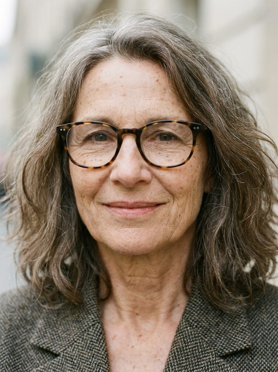 Natürliche Wellen mit Brille - Frisur ab 60 mit Brille